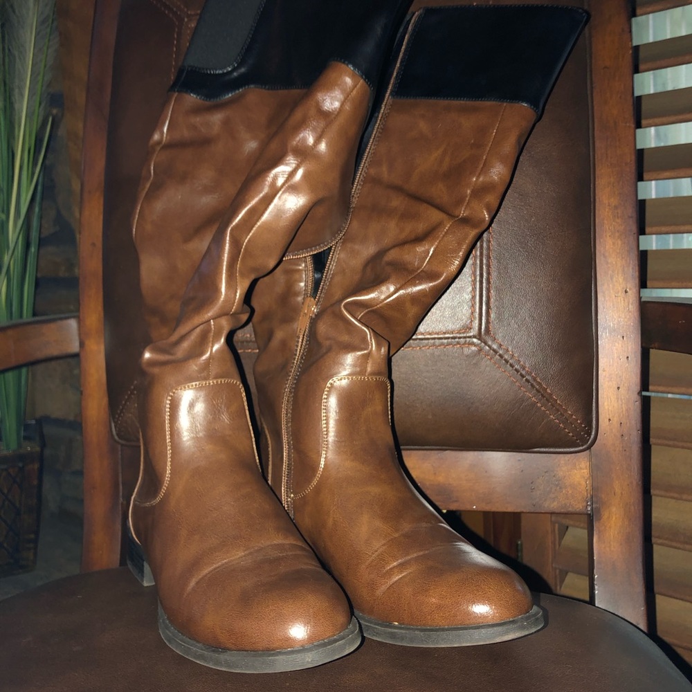 Nine West boots two tone brow/black